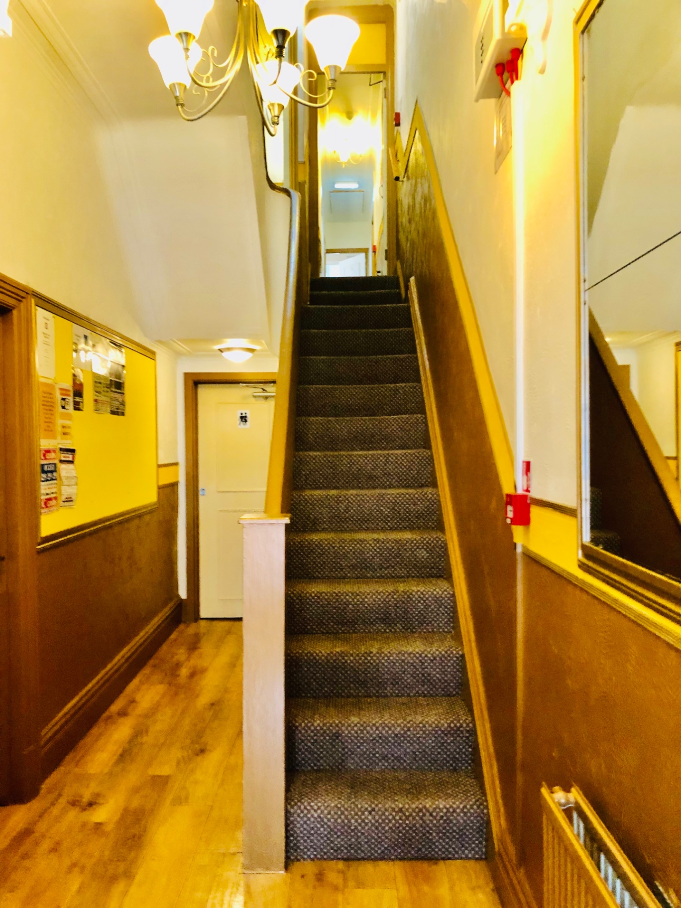 Staircase up to the guest rooms